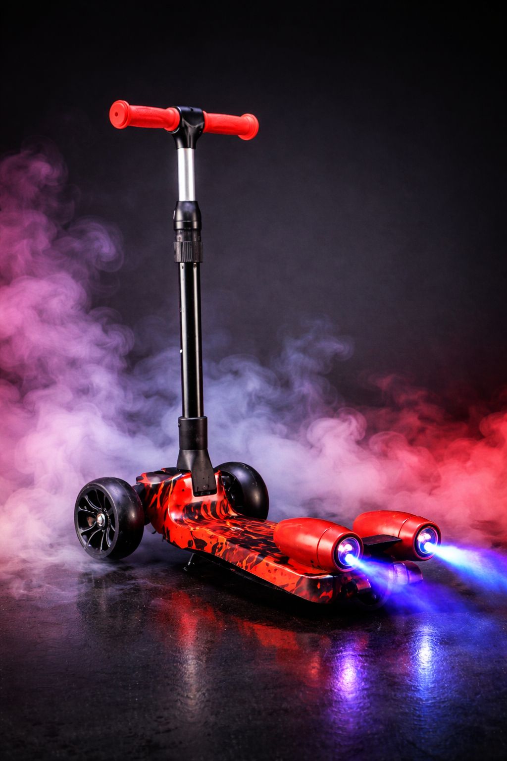 Trotinetă pentru Copii cu 3 Roți, Pliabilă și Reglabilă, Lumini LED, Efect Abur, Sunete și Roți Largi – Scooter Stabil pentru Copii 3-9 Ani