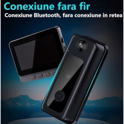 Sonerie Video Inteligentă 8MP cu Night Vision IR – Interfon HD, Detectare Mișcare, Unghi 170°, Bluetooth, Fără Fir, pe Baterii